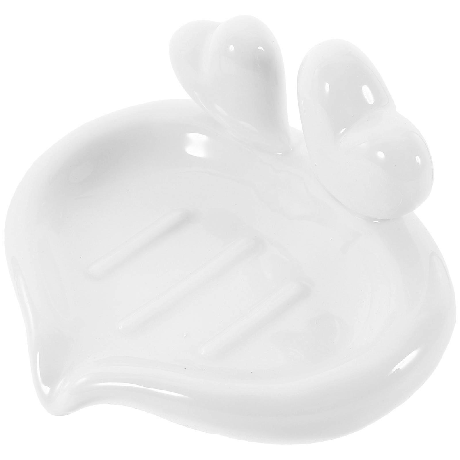 Self Draining Ceramic Soap Dish No Odor Creative Design for Homeowners 1Pack