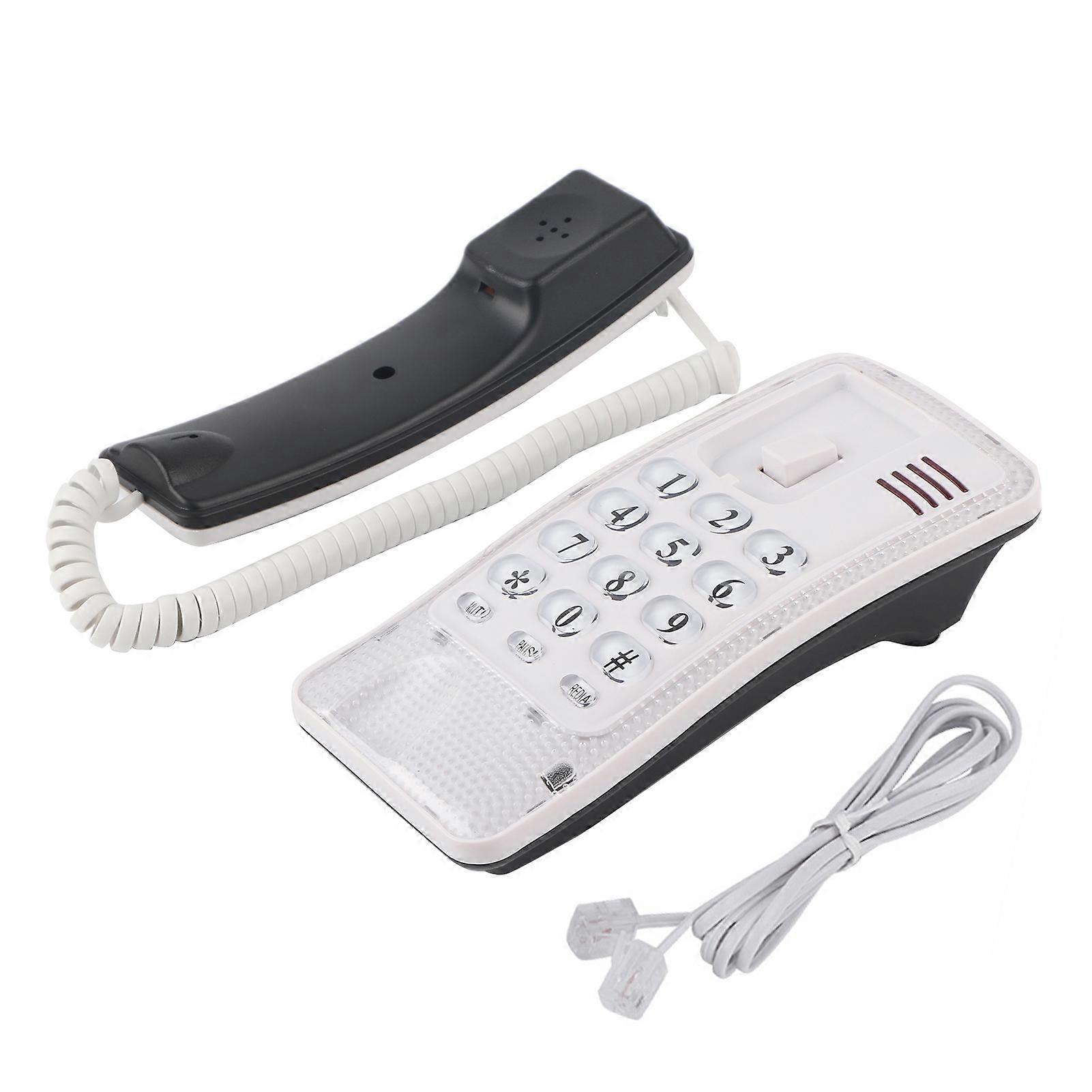 Wall-mounted landline telephone extension without caller ID, for hotel and family (white)