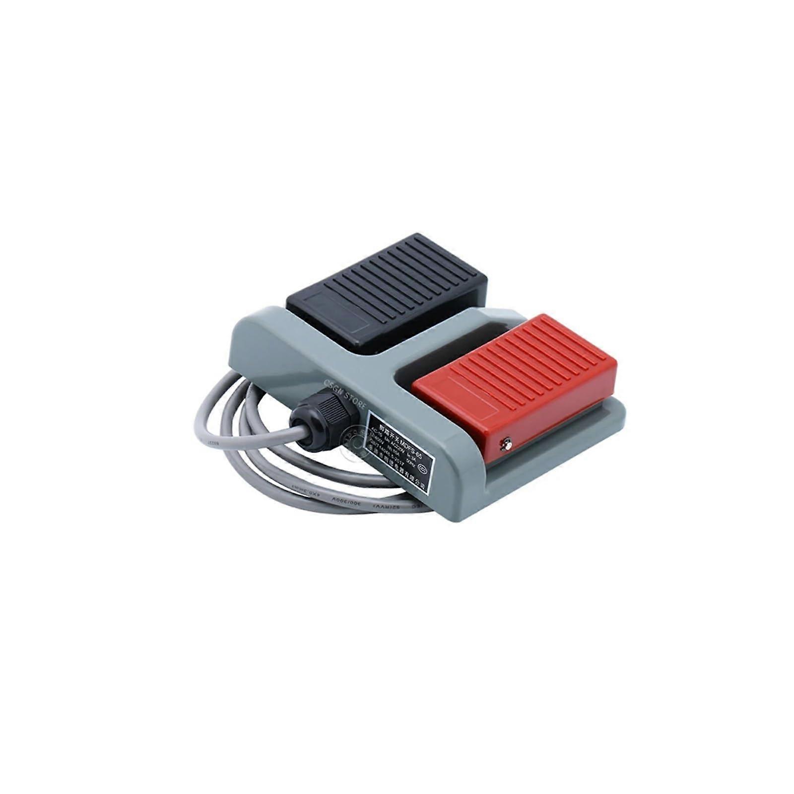 Foot Switch MDFS-65 Double Foot Pedal Switch 3A 220VAC Self-Reset with 2M Wire Length for Equipment Control