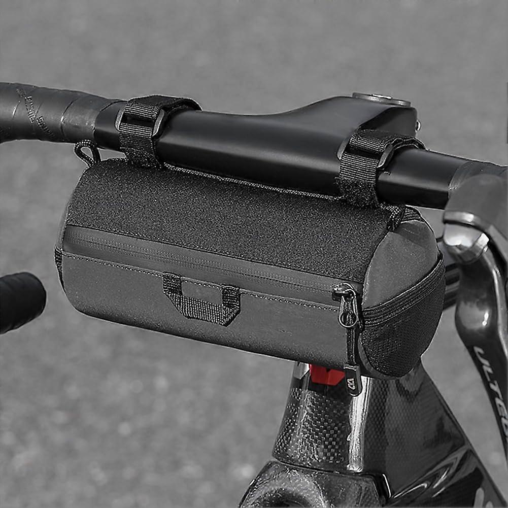 Bicycle Front Bag, 1L Handlebar Bag, Frame Bag with Reflective Strap (Black)