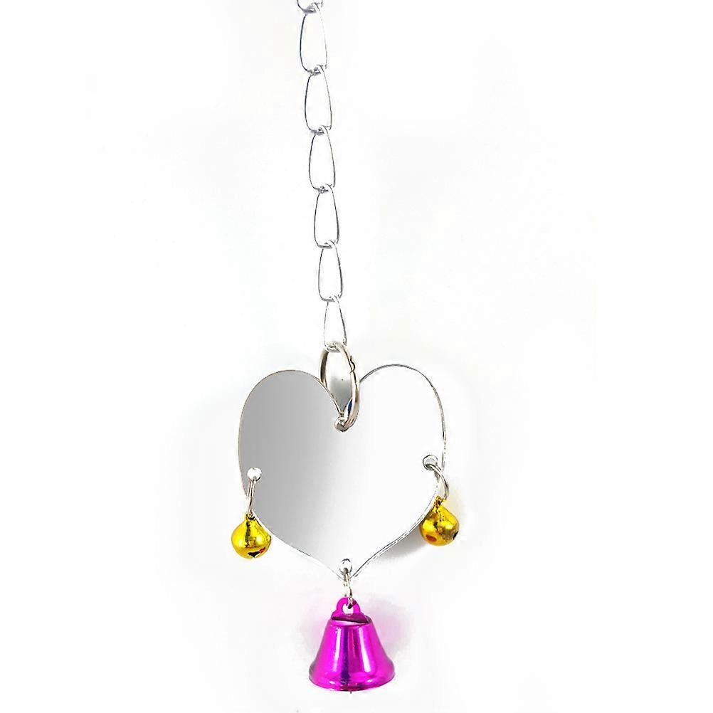 Small Bird Mirrors Parrot Bell Chewing Toy For Budgie Birds Hanging Cage Use 1Set