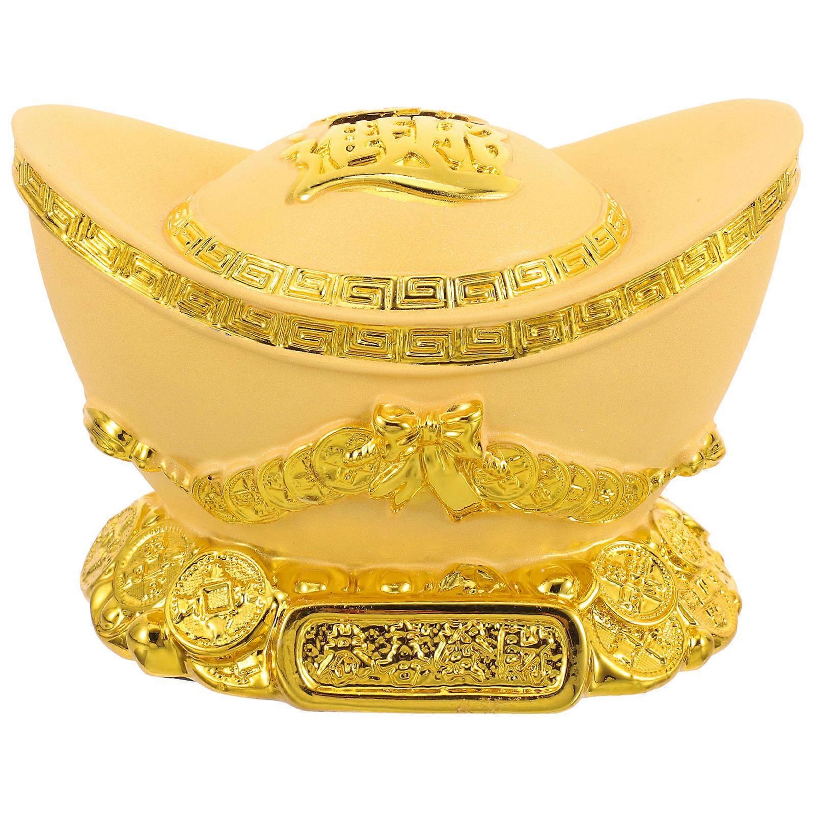 Bank Decor Money Saving Box Shape Golden Color Elegant Design Home Use 1Pcs