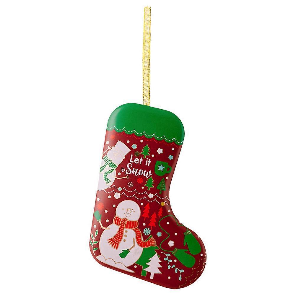 Holiday Cookie Box Christmas Tinplate Box Rectangular Red 14X9.5X5CM Decorative For Engagement 1Set