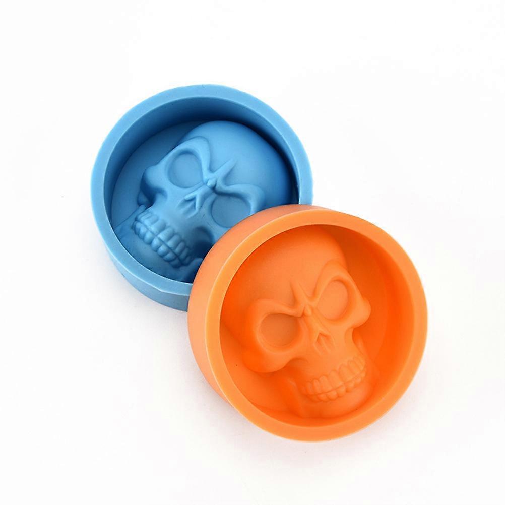 Silicone Moulds Baking Mold Orange Skull Shape Non-Stick Surface 6.00X5.90X2.10CM 1Pcs