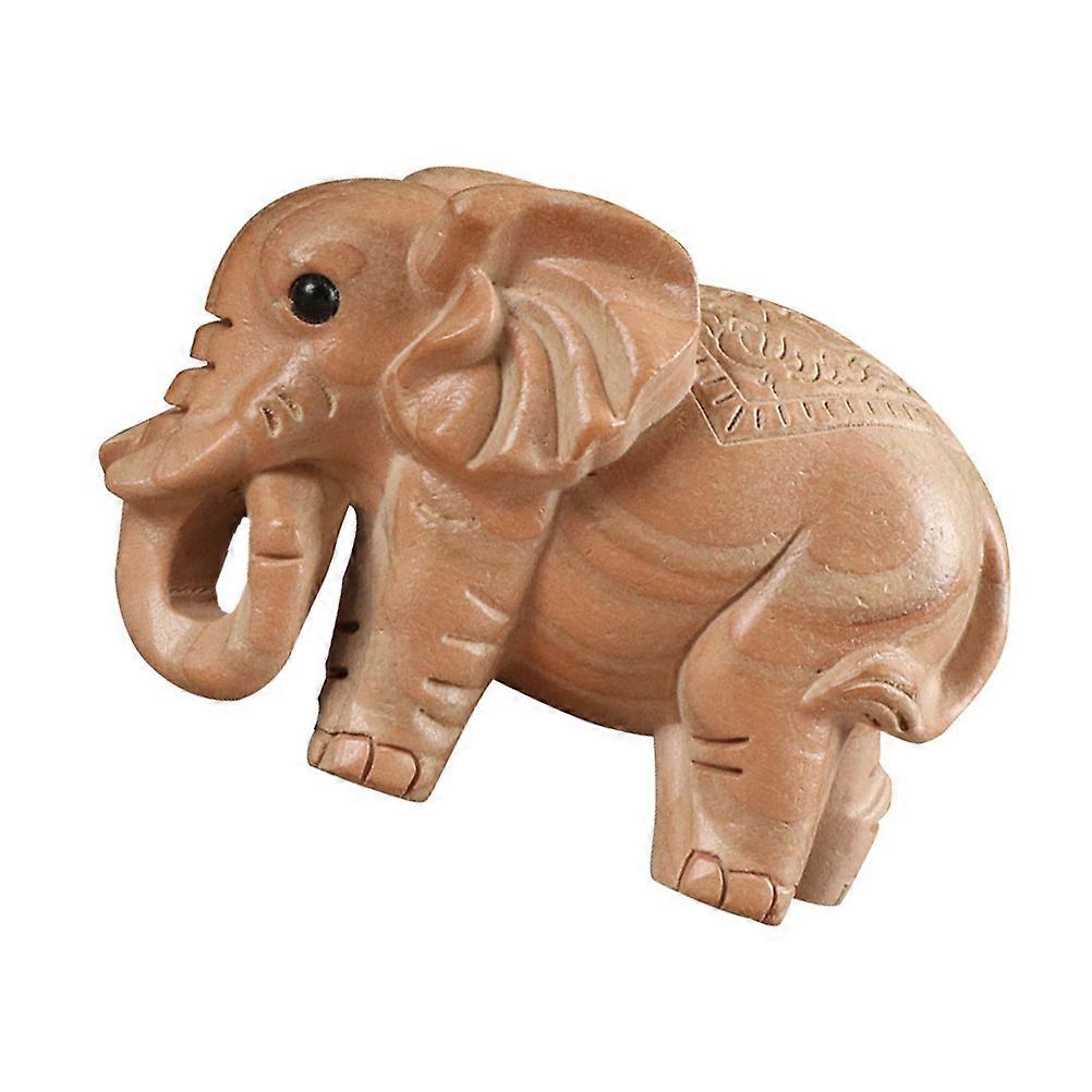 Sculpture Ornaments Elephant Decoration Desktop Display Home Sculpture Art Crafts Small Size 5 5X7 5CM Peach Wood 1Pack