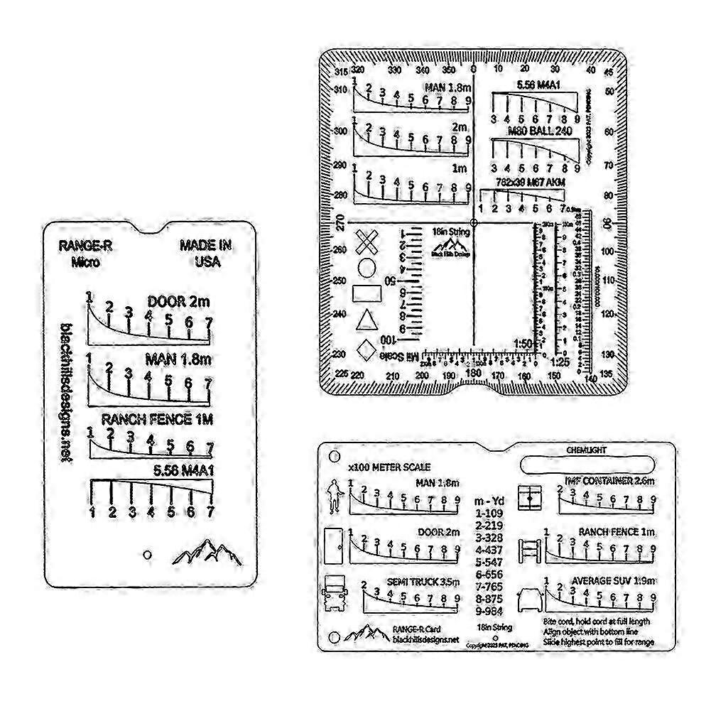 Range Finder Card, Hunt-R Card, Range-R Card, 900m Measurement Slide Rule Tool