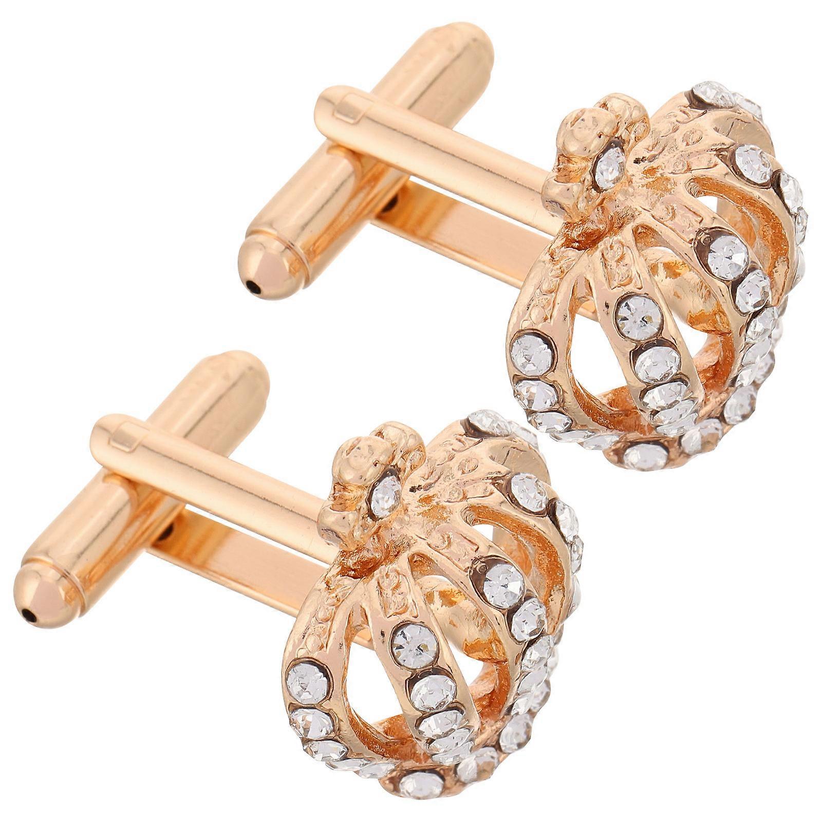 Mens Formal Cufflinks Rhinestones Button Cover Cuff Links Social Events Elegant Design 2Pcs