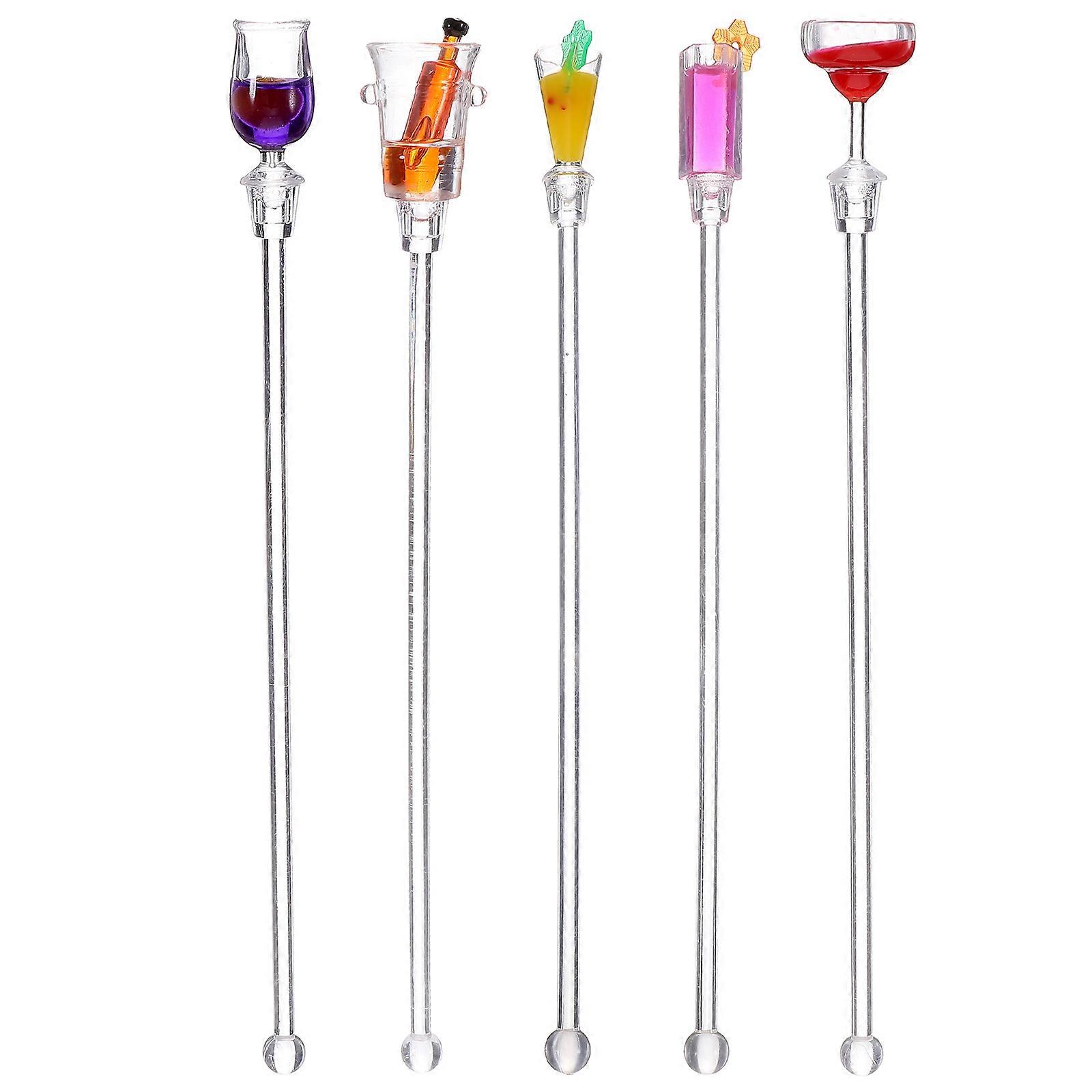 Drink Stir Sticks Juice Stirrers Decoration Random Style 23X2X1.2CM 5Pcs