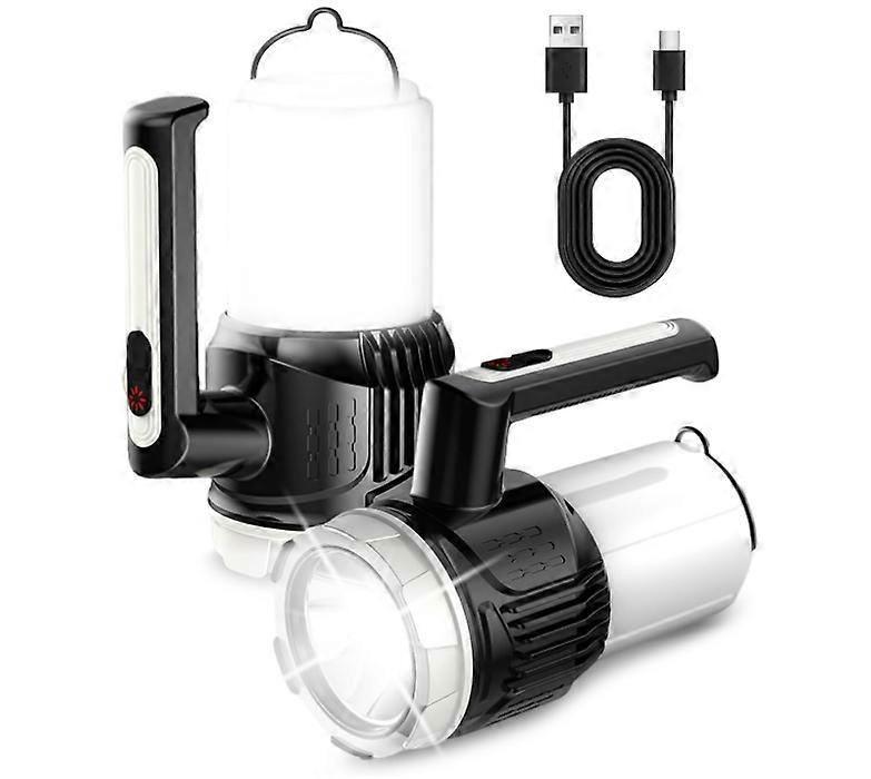 Camping Lantern Rechargeable 1500 Lumen LED Camping Light Fast Direct Charge 6 Modes Camping Torch Waterproof Outdoor Spotlight Searchlight(Black)