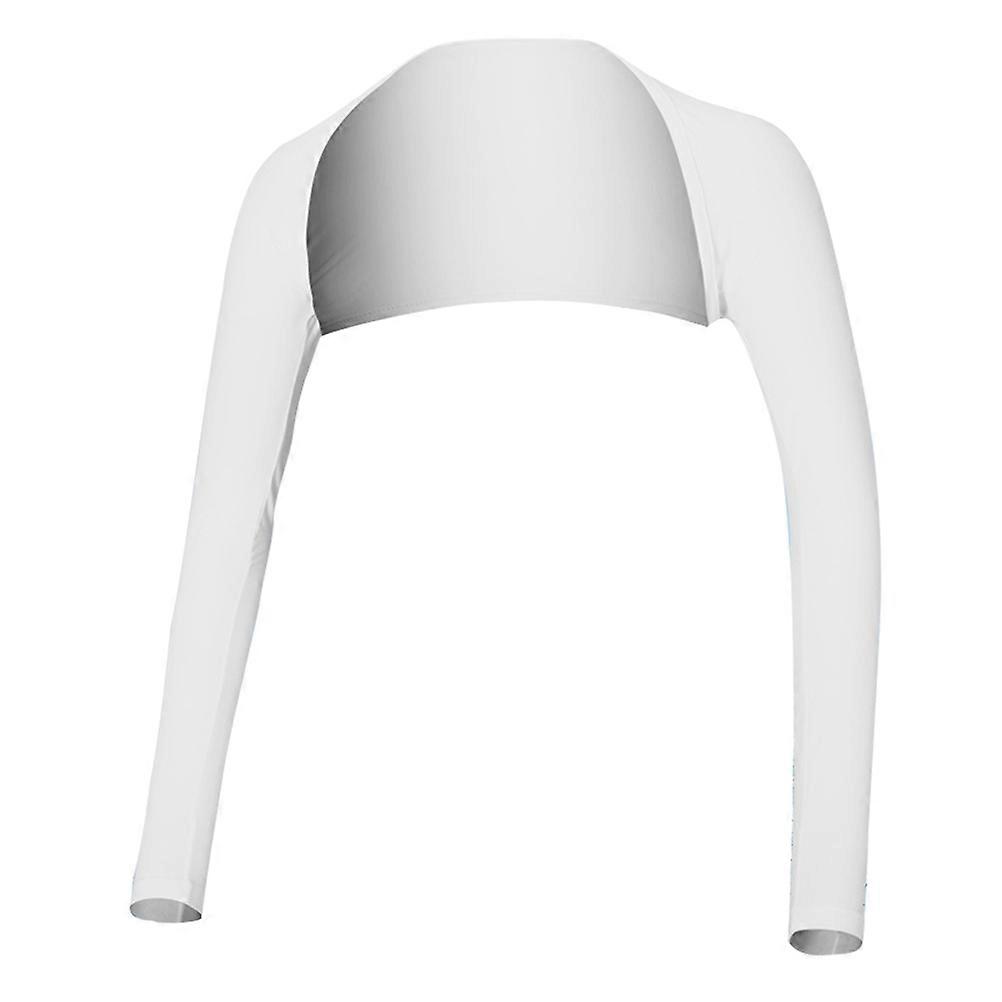 Ice Silk Sleeve Polyester Sleeves Shawl Arm Covers Sun for Outdoor Activity Size L White 1Pair