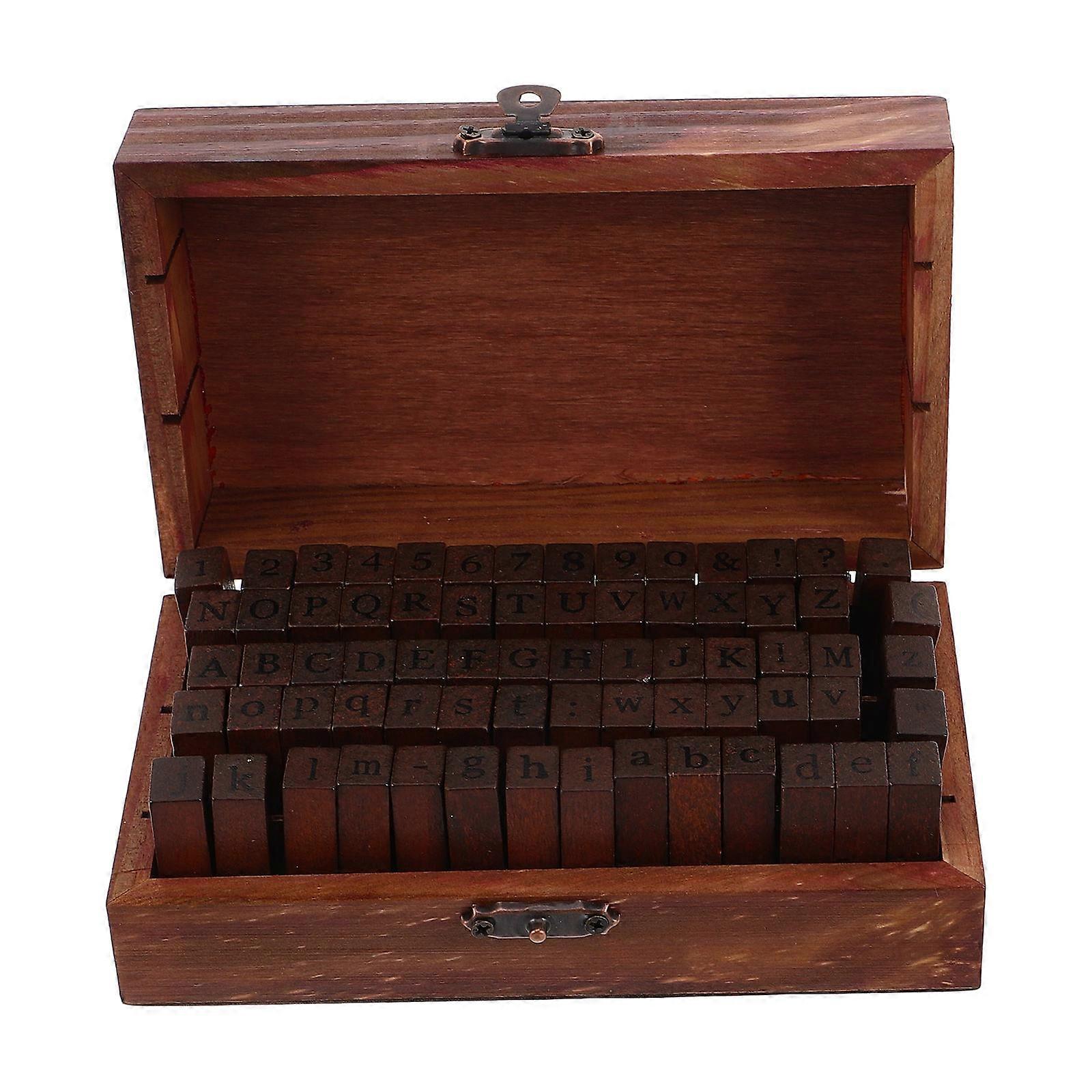 Alphabet Stamps Set Vintage Style Craft Making For Diy Projects 70Pcs Durable Rubber Seals In Box