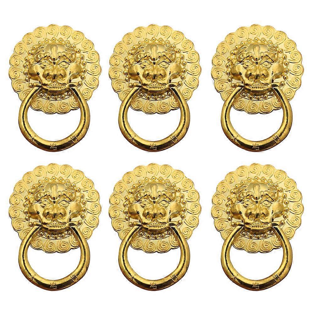 Durable Zinc Alloy Lion Pull Handle for Home Use with Smooth Edge and Comfortable Grip Golden 6Pcs