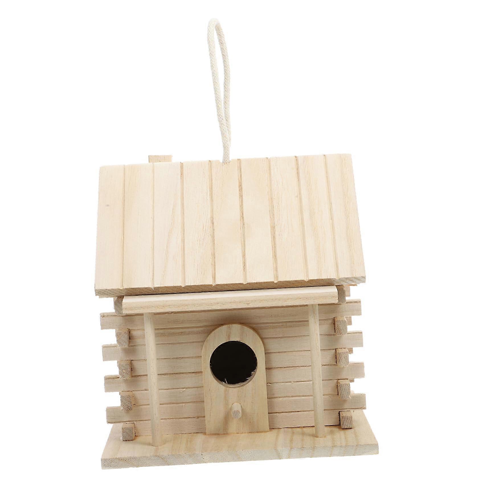 Bird House Finch Nesting Box Wooden Nest Box For Outdoor Use Parrot Compatible Weatherproof Natural Finish
