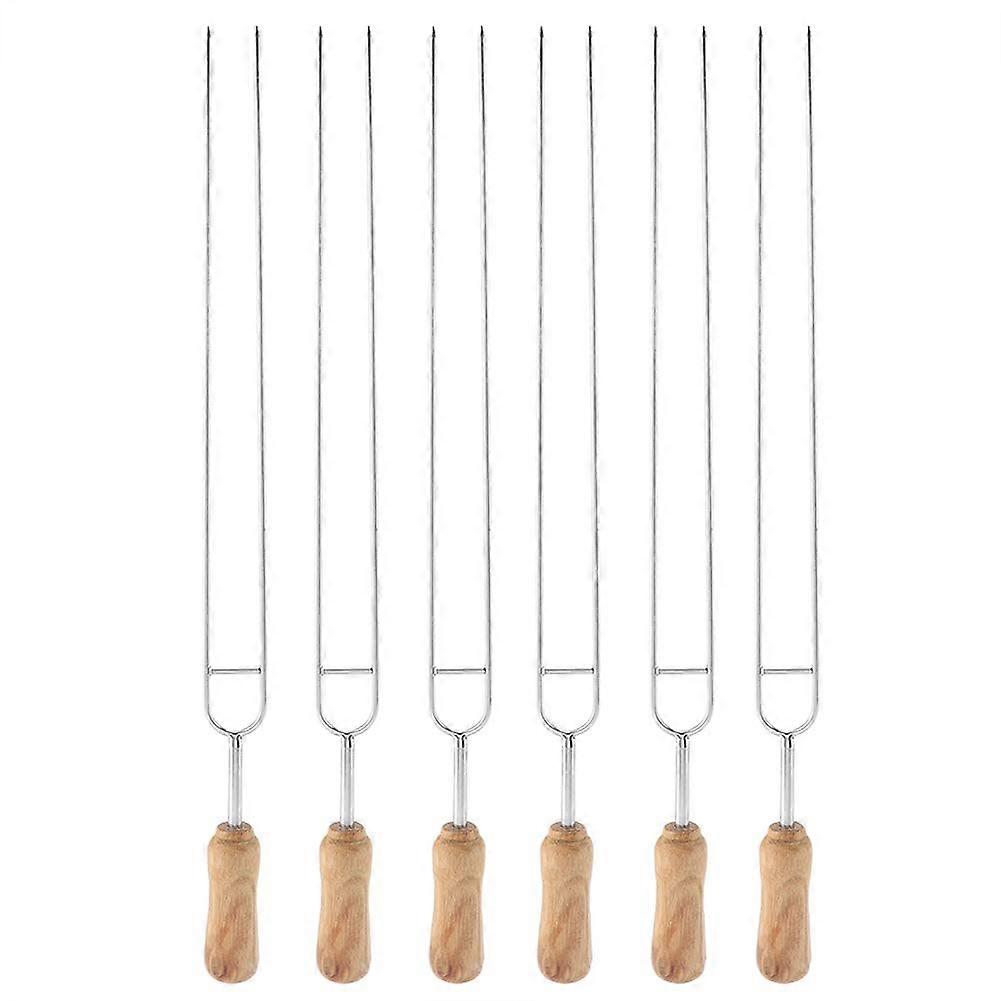 U-Shaped Stainless Steel Grill Fork With Wooden Handle Stainless Barbecue Fork Grill Fork