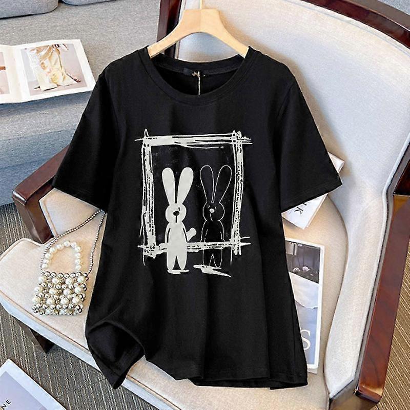 Plus Size Women's Retro Short Sleeve T-Shirt Loose Tops Summer