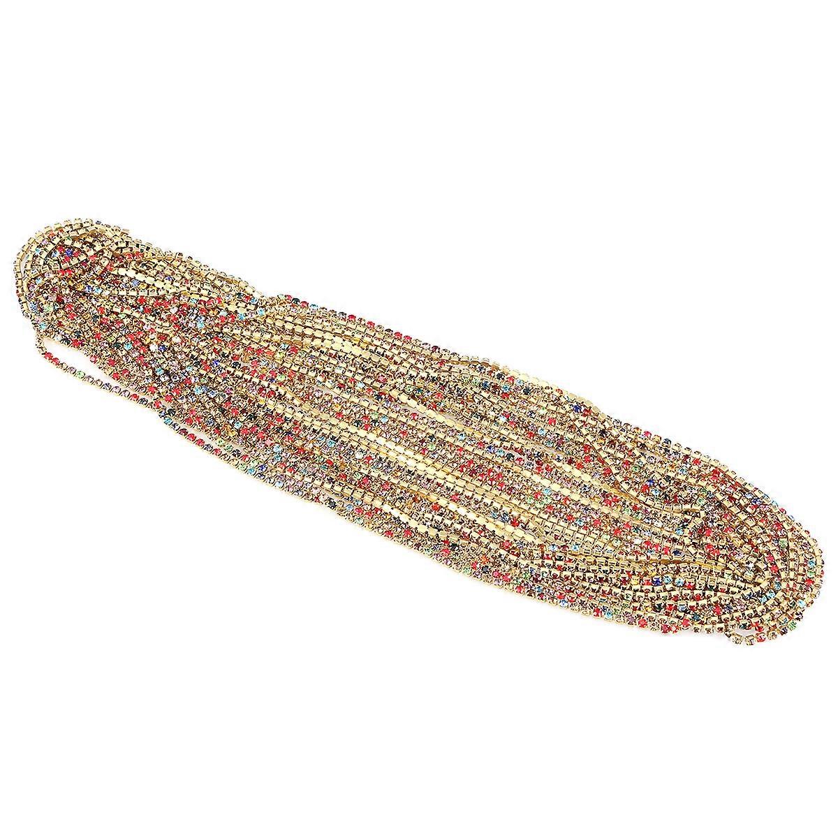 قماش حجر الراين تقليم أنيقة بلينغ كريستال حجر الراين مخلب سلسلة مشفرة لسلسلة الملابس 10M × 3mm زخرفية 1Pack