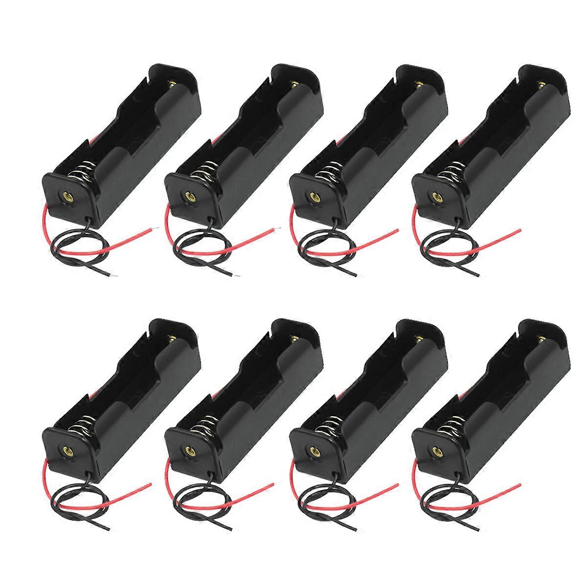 2 Pcs Black 18650 Flat Tip Batteries Battery Holder Case w Wire Leads
