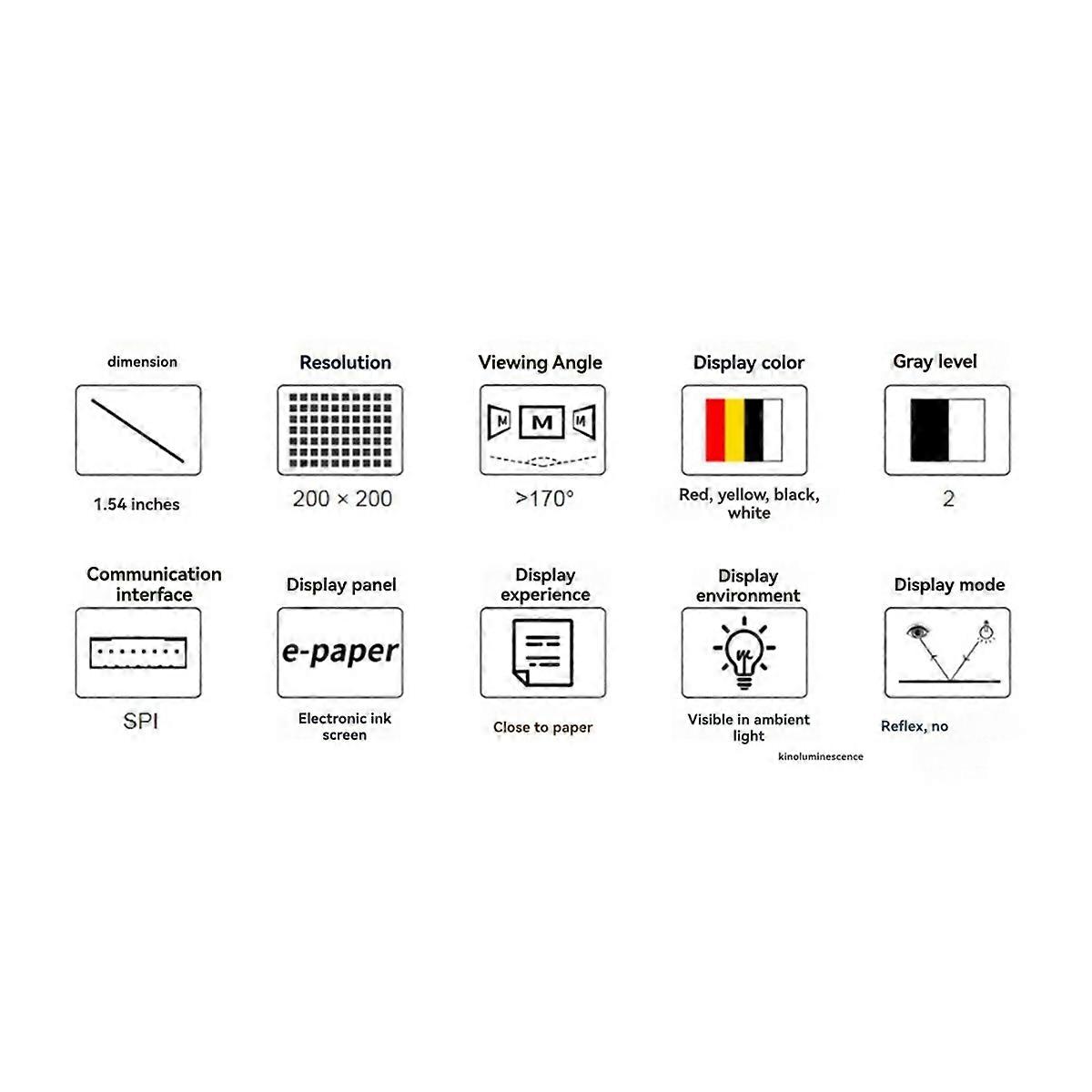 For 1.54inch E-Paper Screen E-Ink Display Module SPI Interface 200X200 Pixels for Nano/for