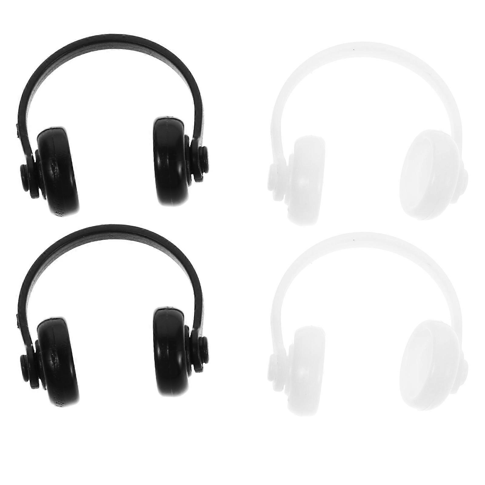 Miniature Dollhouse Headphones Model Compact Design Assorted Color Miniature Accessory 4Pcs