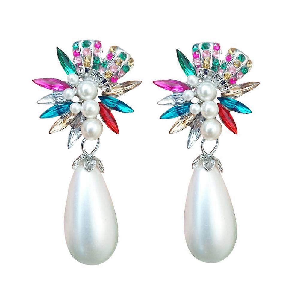Rhinestone Dangle Earrings Multi Colored Casual Outfit Alloy 1Pair