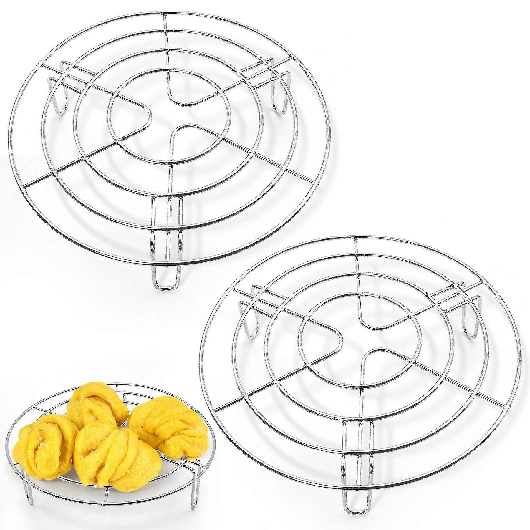 Stainless Steel Insert Rack Steamer - Round Cooking Stand for Pots, 19.5cm x 5.4cm, Versatile Baking and Cooling Rack