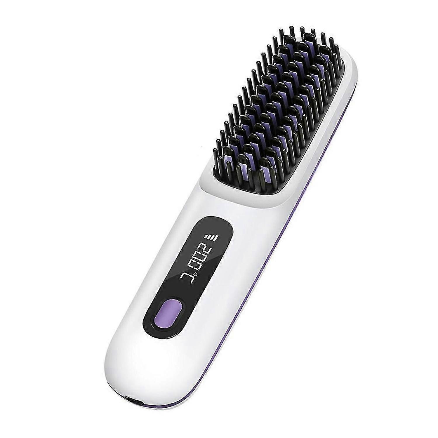 Portable Cordless Hair Straightener Brush with LED Display ,Negative Ion Hot Comb, USB Rechargeable