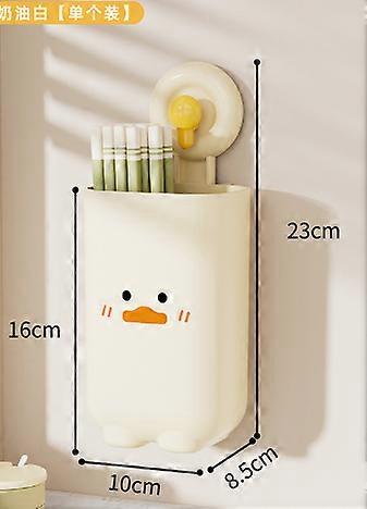 Wall-Mounted Chopsticks Holder: Suction Cup Kitchen Utensil Storage Organizer - Cartoon Hanging Spoon and Chopstick Rack for Home