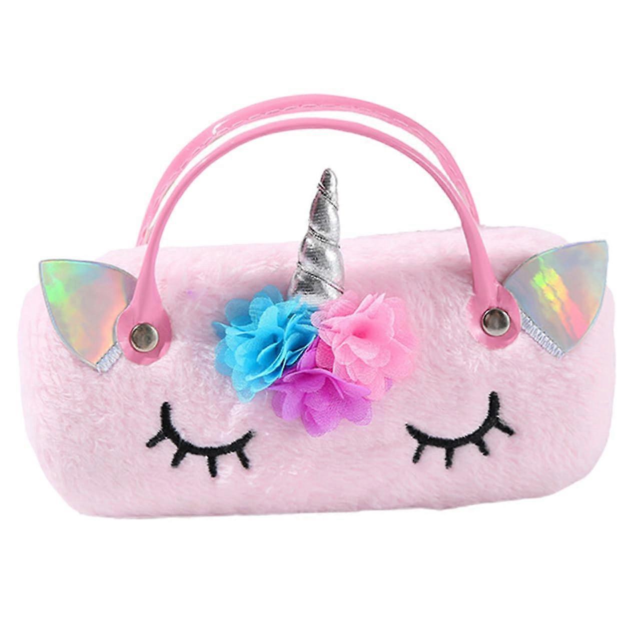 Portable Glasses Case for Kids - Cartoon Design, Hand-Held, 18x8.5cm, Rosa Color, Durable and Lightweight