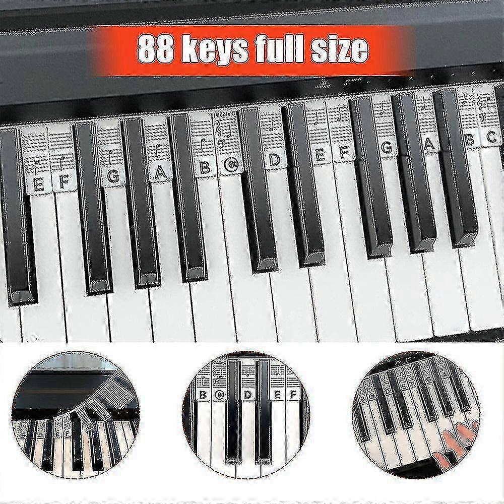 Removable Piano Keyboard Note Labels Reusable Silicone Stickers for 88 Keys
