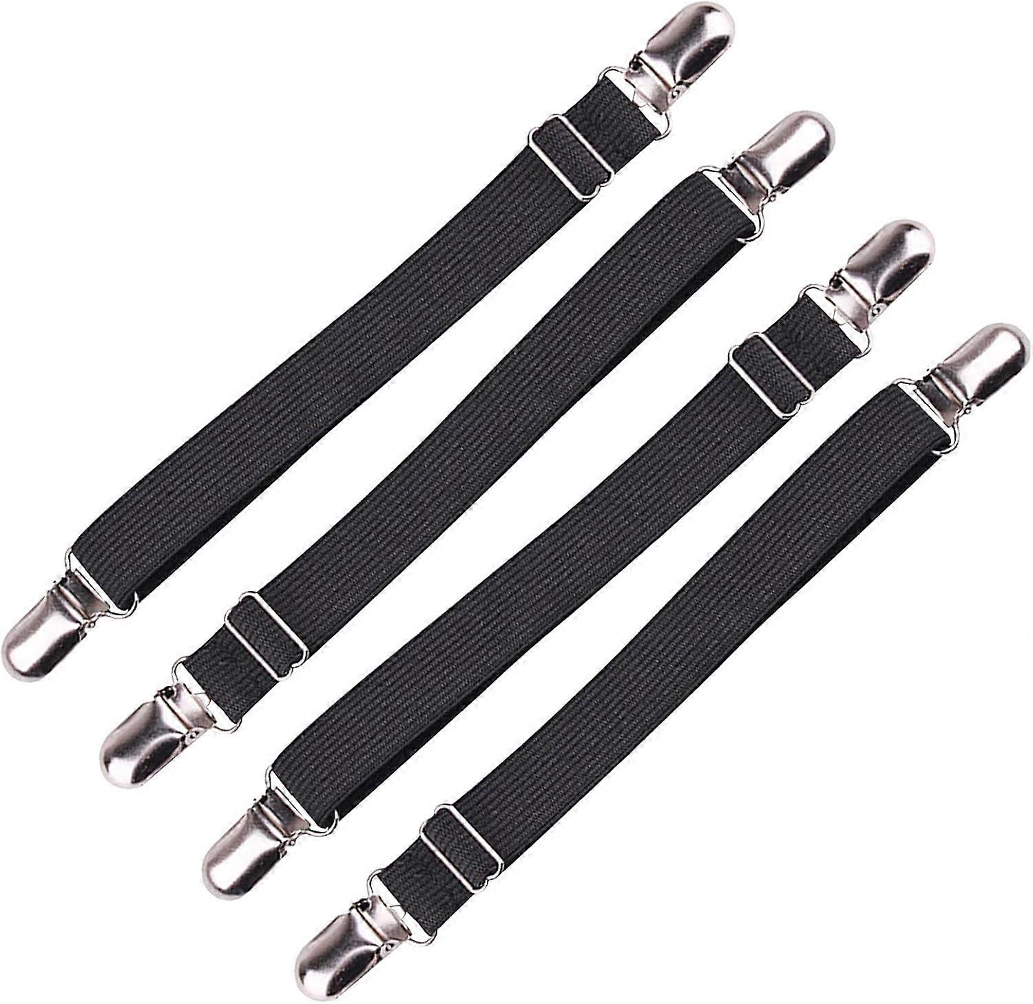4pcs Sheet Extender With Adjustable Sheet Clip Elastic Mattress Clip Sofa Cushion Bedding Accessories (Black)