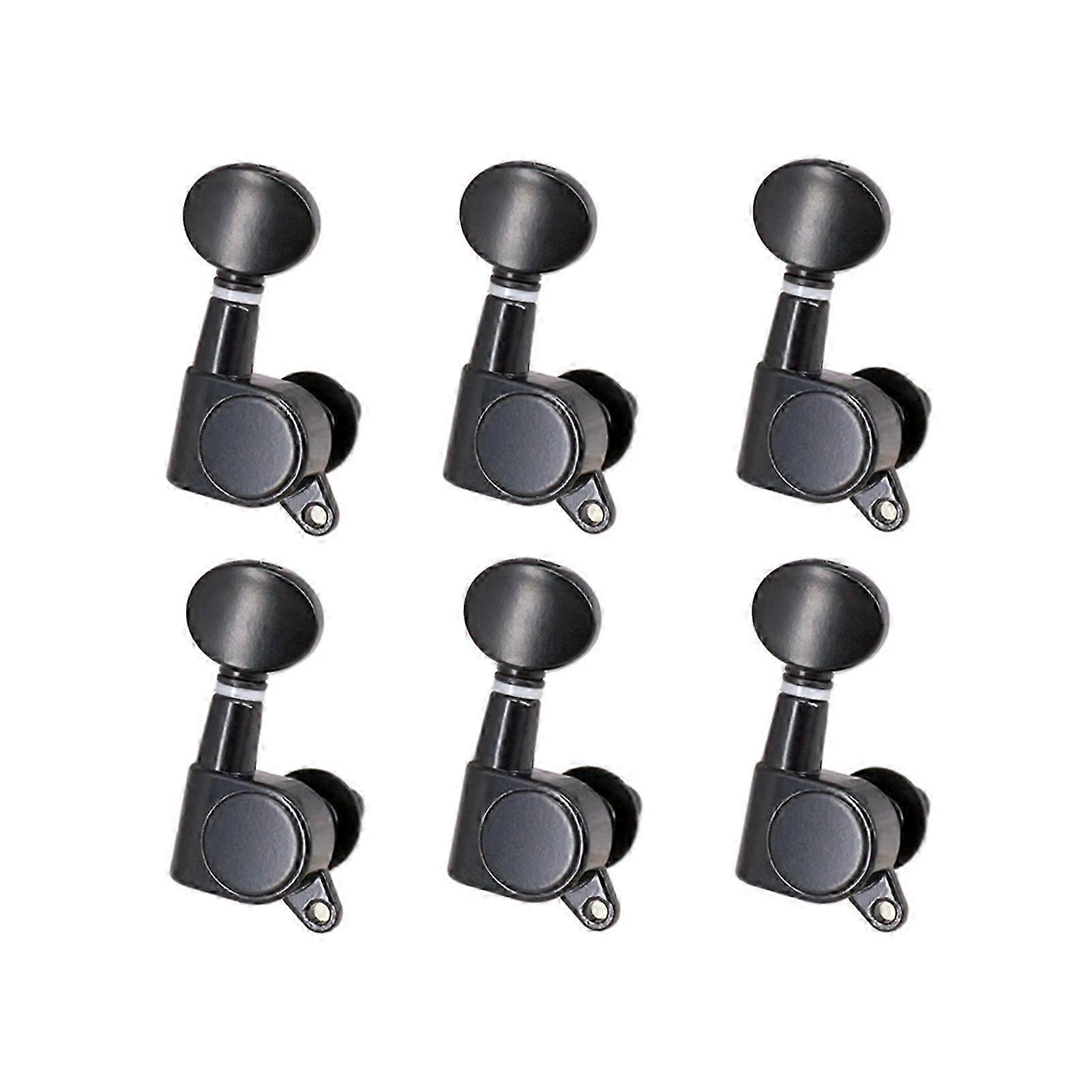 Guitar String Tuning Pegs Tuning Machines Sealed Machine Heads Tuning Keys Oval Button 6 Right for Electric Guitar or Acoustic Guitar Chrome Black Edi