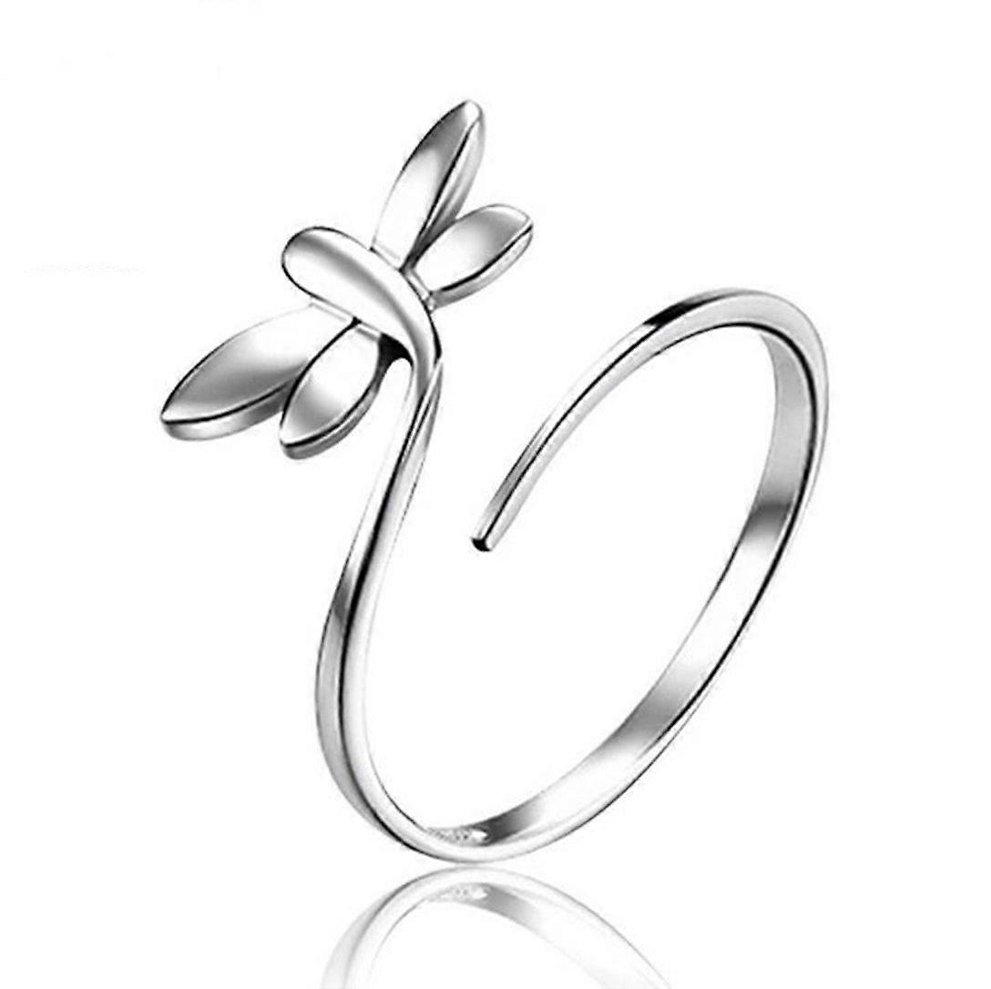 Women's 925 Sterling Silver Adjustable Dragonfly Ring for Index Finger, Hypoallergenic, No Gemstone, Silver Color