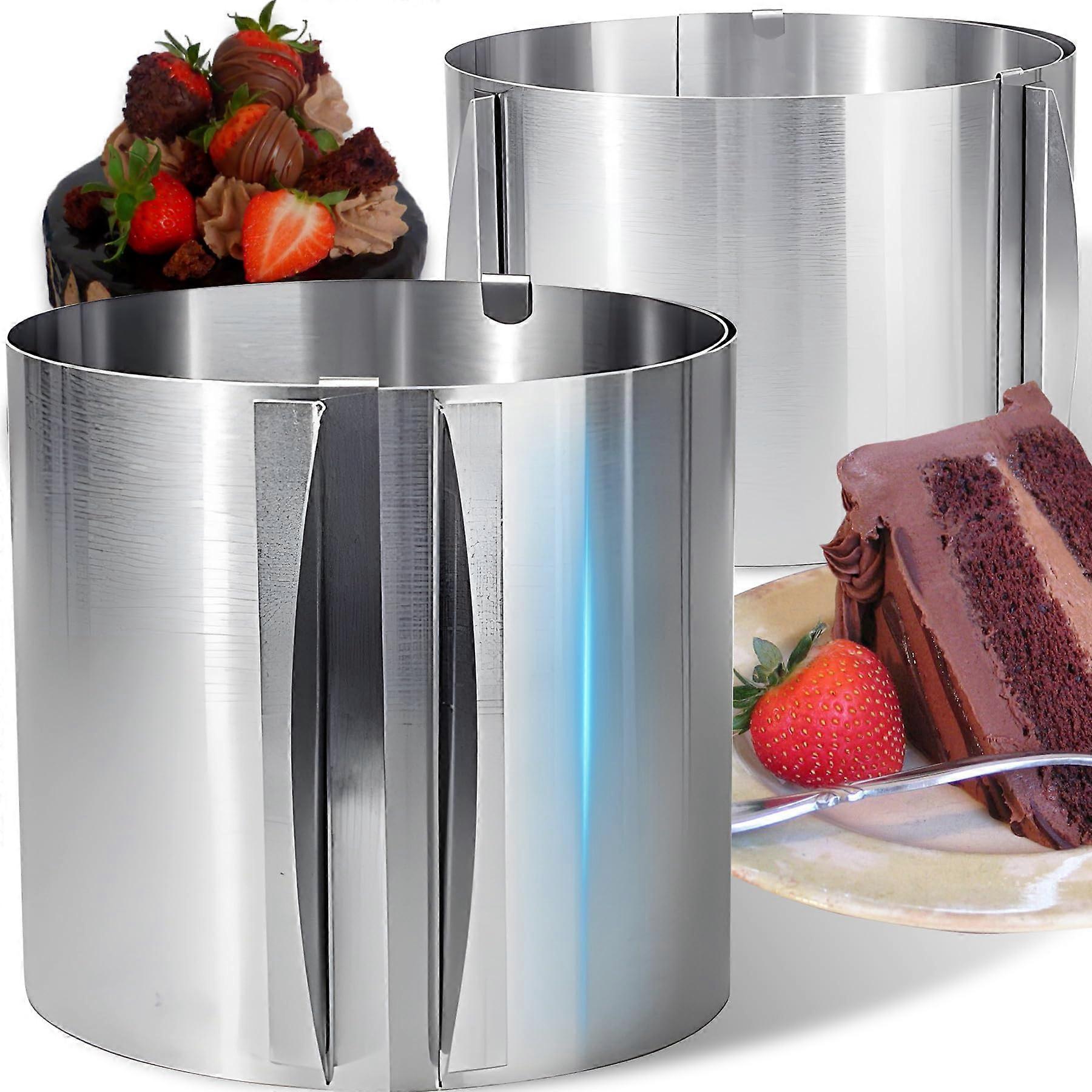 Adjustable Cake Ring 16-30 cm Stainless Steel Baking Mould 15 cm High Temperature-Resistant Round Frame with Scale