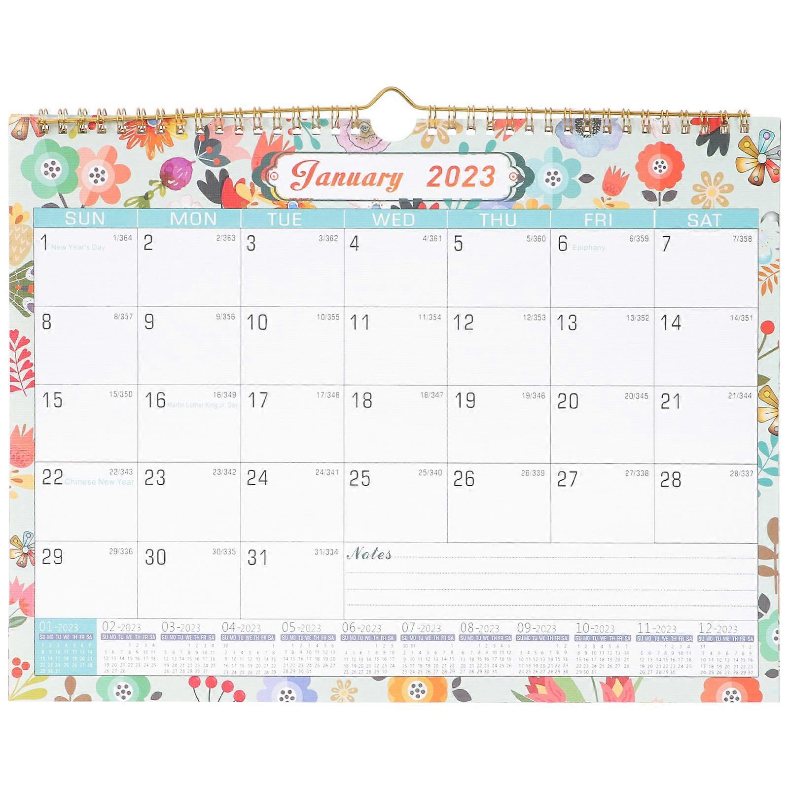 Hanging Calendar Rectangular Noting Monthly Home Use -style 22.5x25.5cm Note Taking 1Pack