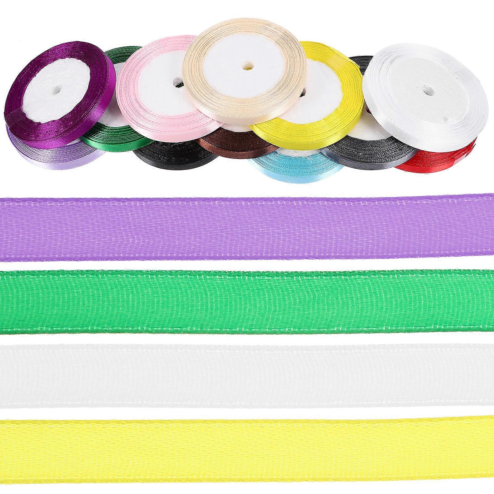 12 Rolls Assorted Satin Ribbons for Crafting, Bow Making, Decorating & Wrapping – Perfect for Festivals & Special Occasions