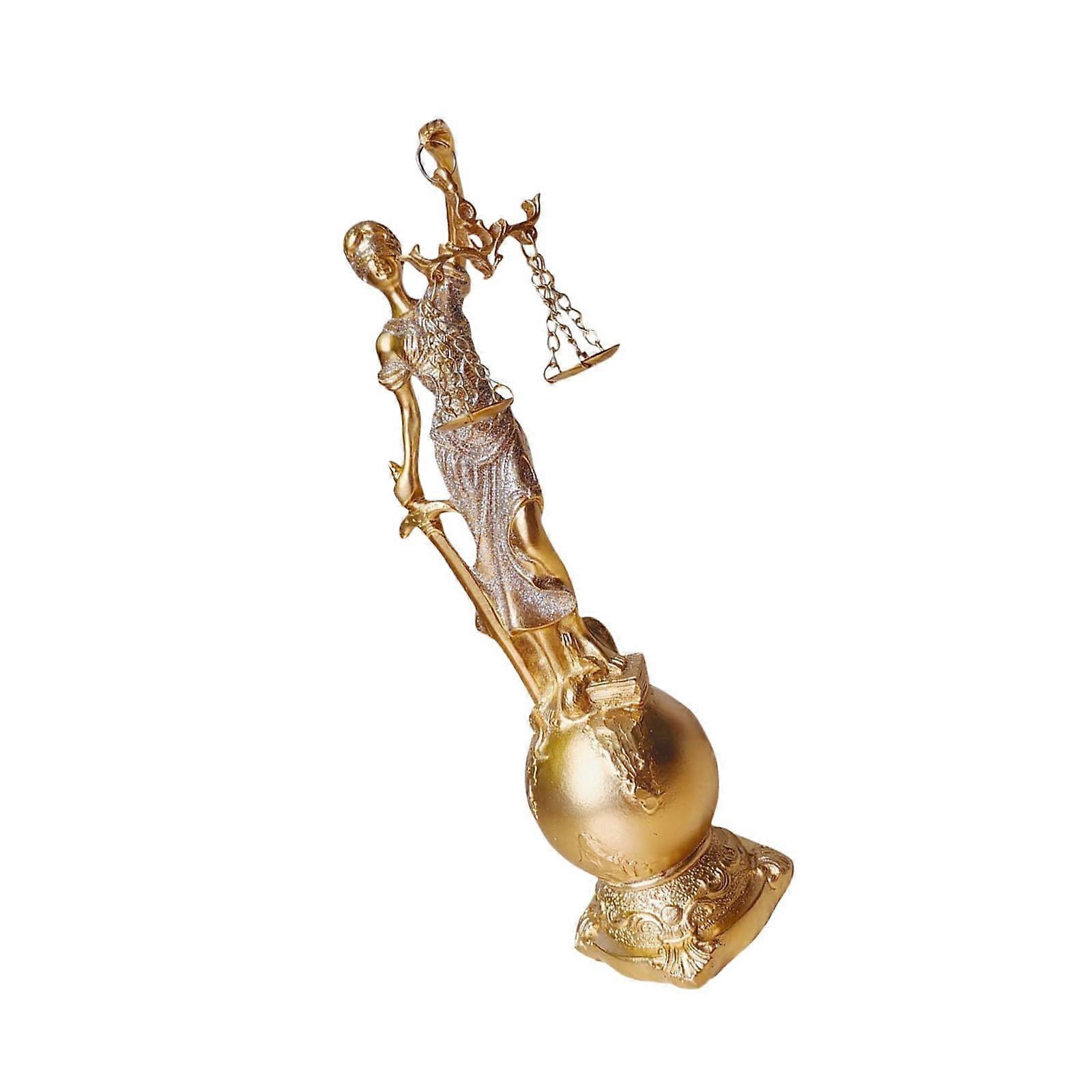 Elegant Resin Lady Justice Statue with Scale, Gold Finish, Blindfolded Design for Home Decor and Office Display