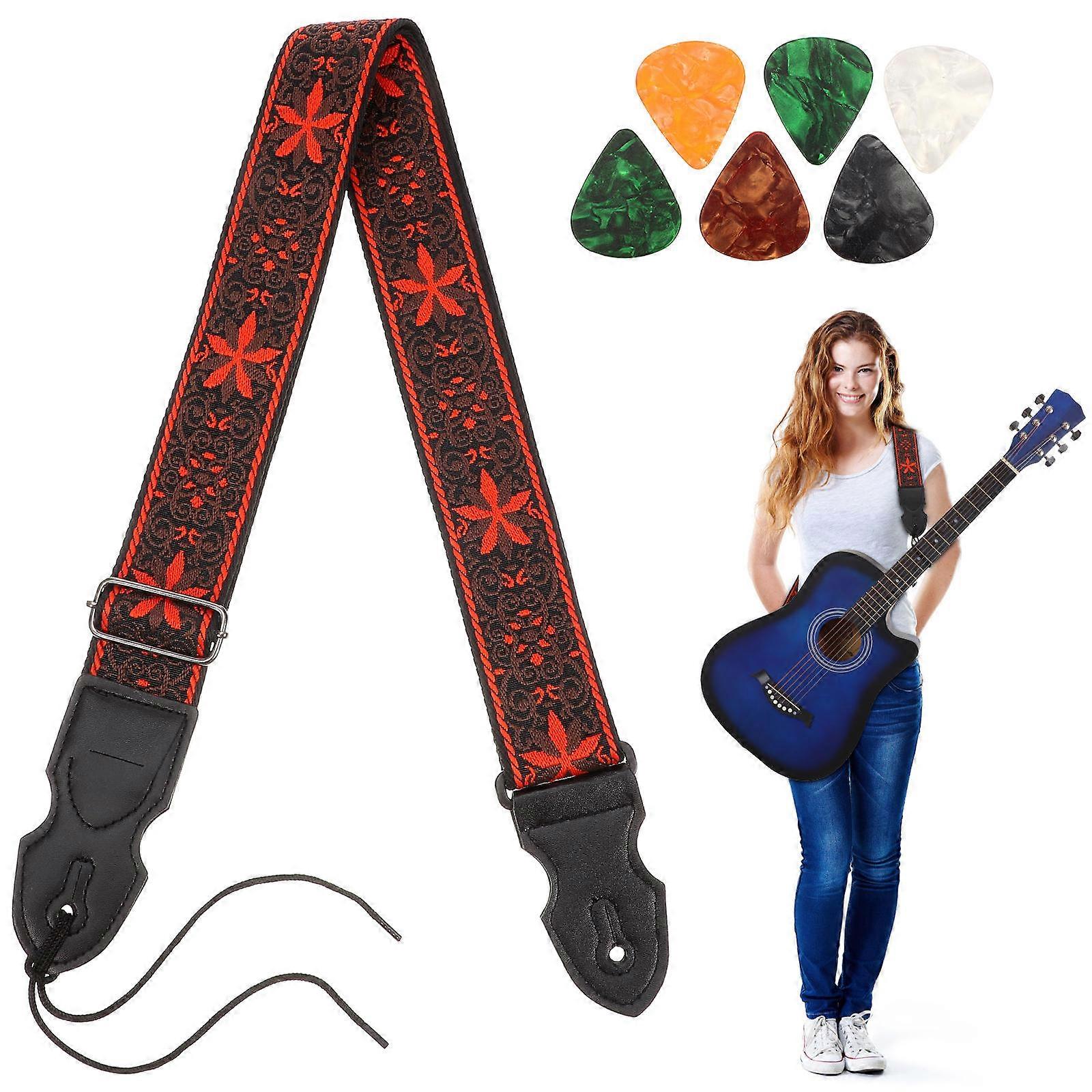 Guitar Shoulder Strap Ukulele Style Floral Pattern Comfort Fit 1Set