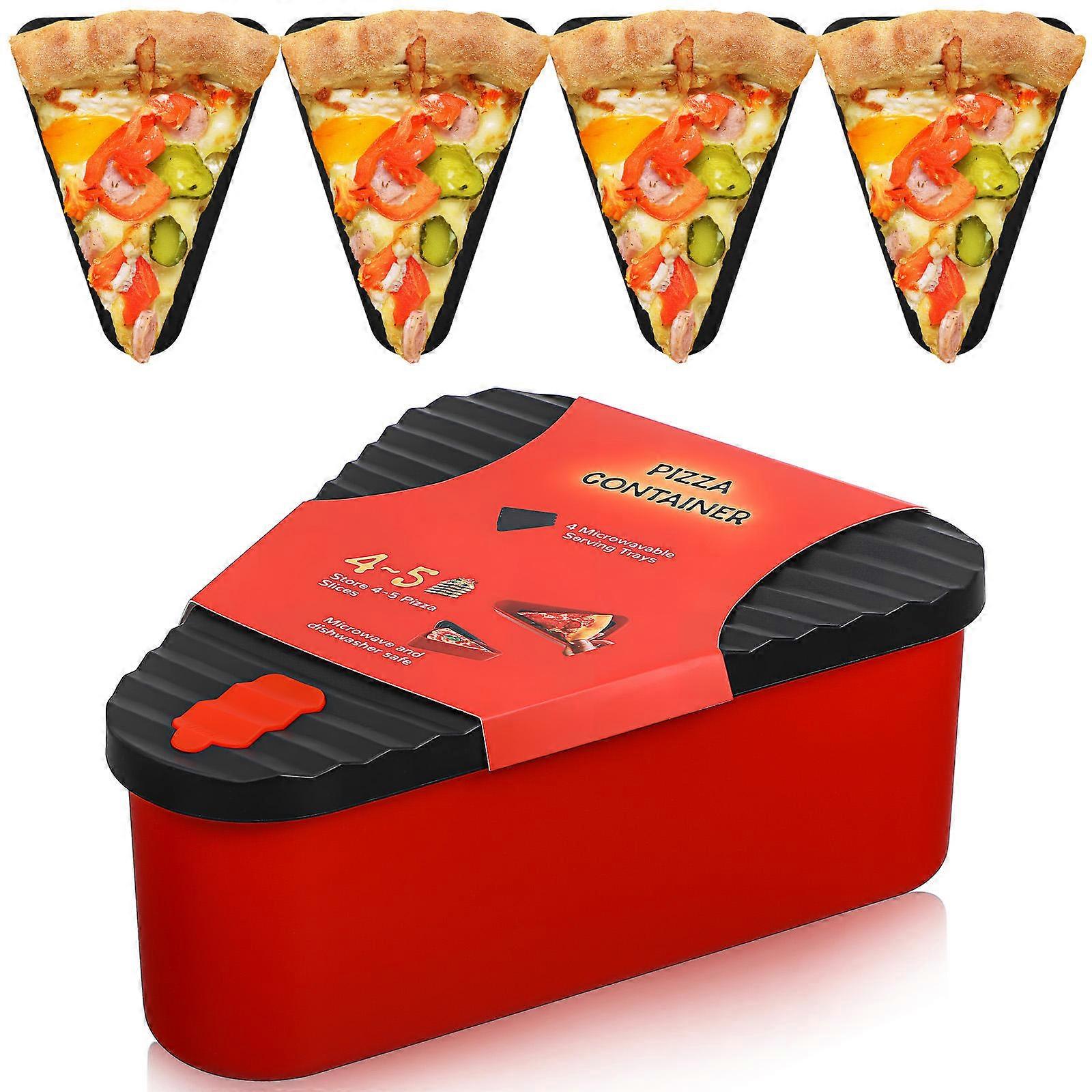 Reusable Silicone Pizza Storage Container with Sealing Lid, Triangle Box with Spacers for Leftover Pizza, Compact and Portable for Microwave and