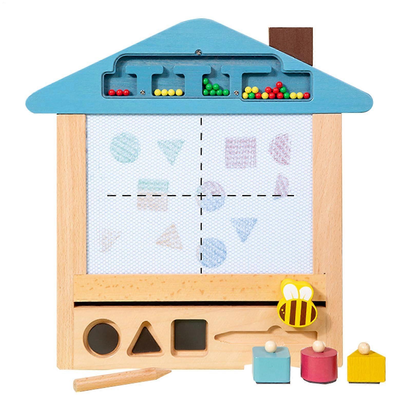Magnetic Drawing Board for Kids, Wooden Writing Pad, Erasable Art Slate, 2-in-1 Double-Sided Drawing Surface