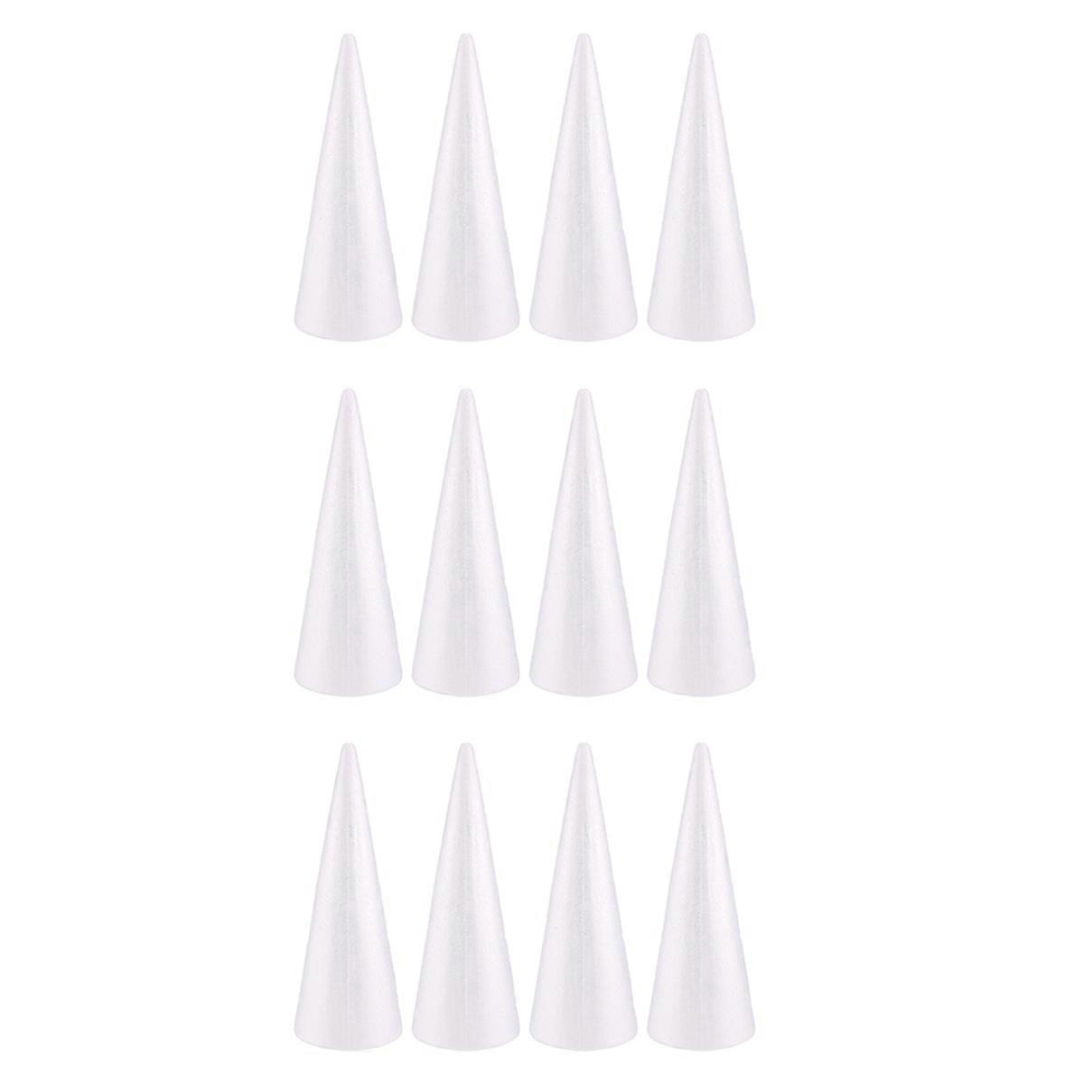 Foam Cones for DIY Crafts, White Polystyrene (4.5 x 13.5 In, 4 Pack)