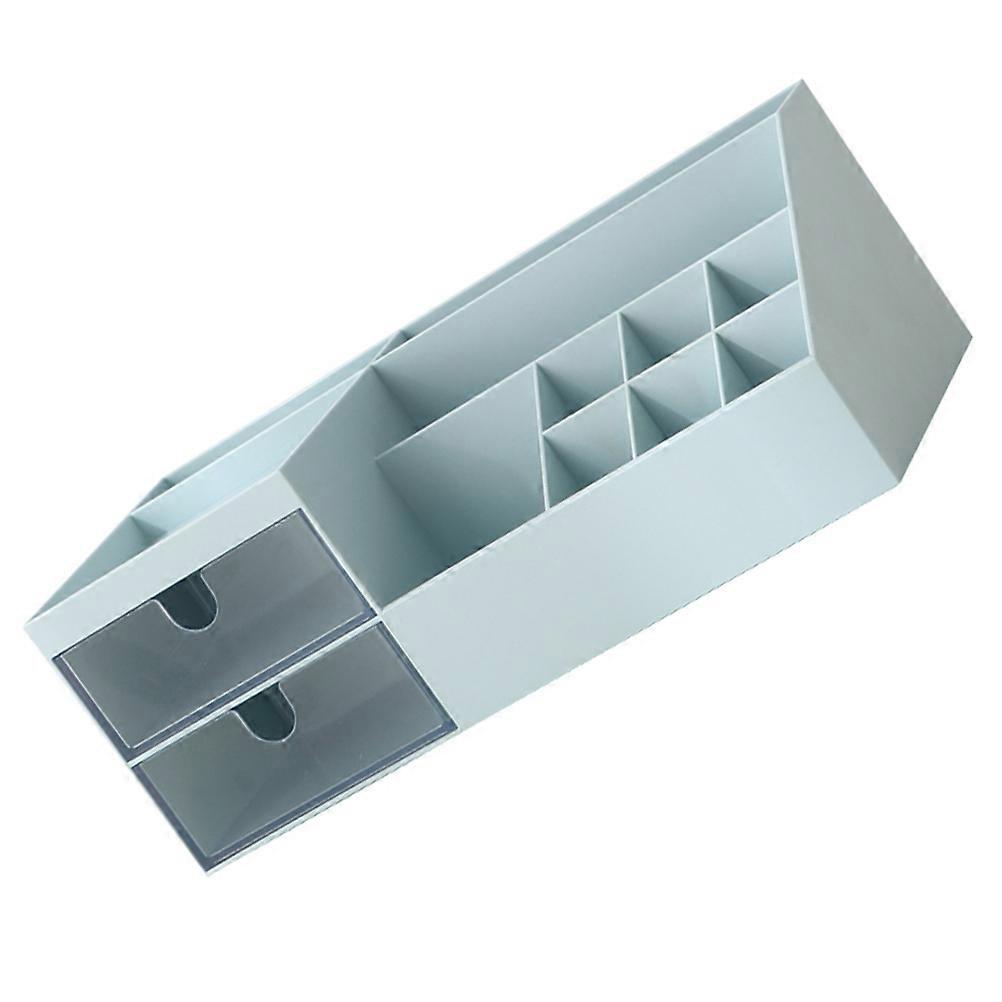 Blue Desktop Organizer for Pens, Makeup Brushes & Small Items – Multipurpose Storage Container with Dividers for Home and Stationery Use