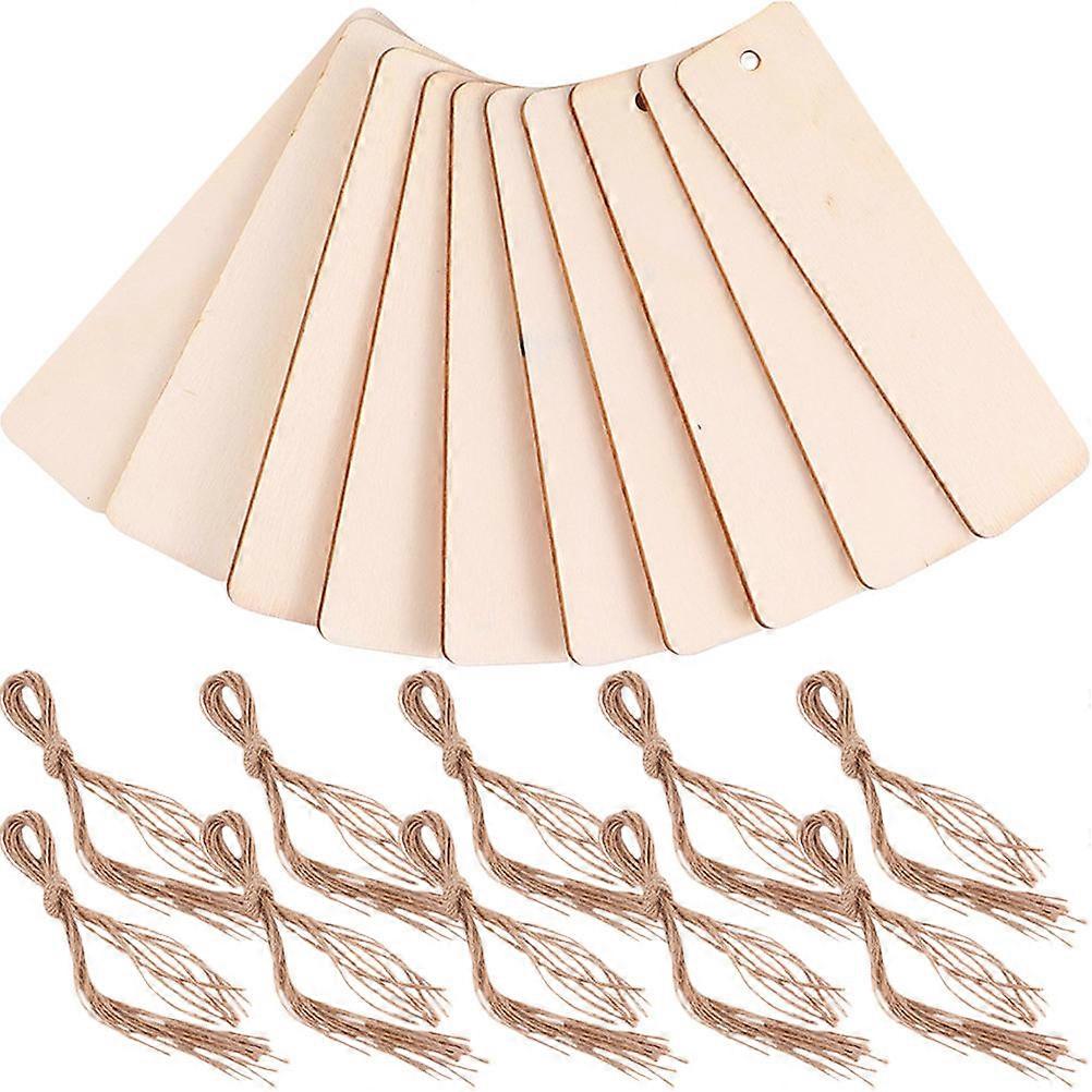 Rectangle Wood Tags With Ropes 1 Set Ideal For School Projects And Children's Crafts Due To Its Smooth Surface