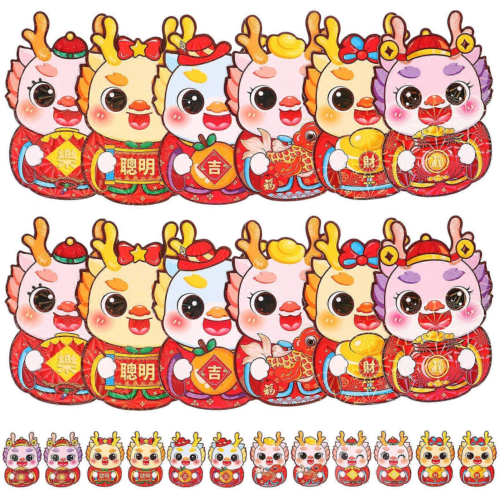 Dragon New Year Envelopes Year of the Dragon Red Packets For Families And Friends Paper Material 60Pcs
