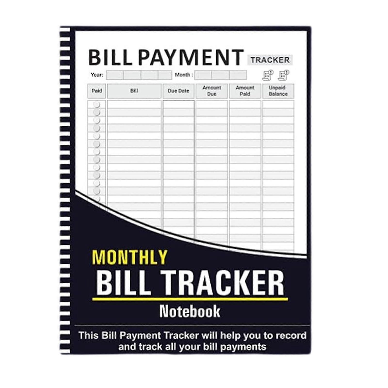Monthly Bill Payment Tracking Planner with Visual Progress Charts for Effective Financial Management or Cleaning Schedule Black Bill Book