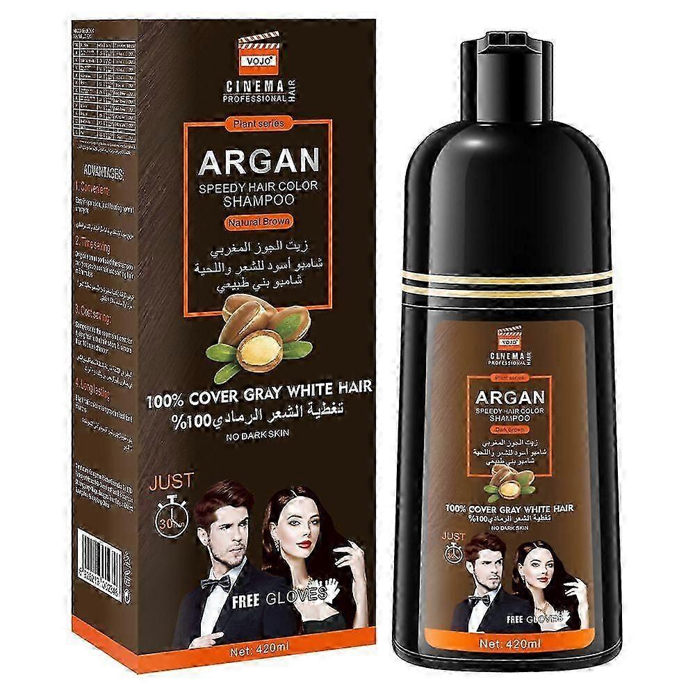 Instant Hair Dye Shampoo for Gray Hair Coverage,Hair Color Shampoo for Men/Women,3 in 1-100% Grey Cover,Herbal Ingredients Hair Shampoo 420ML