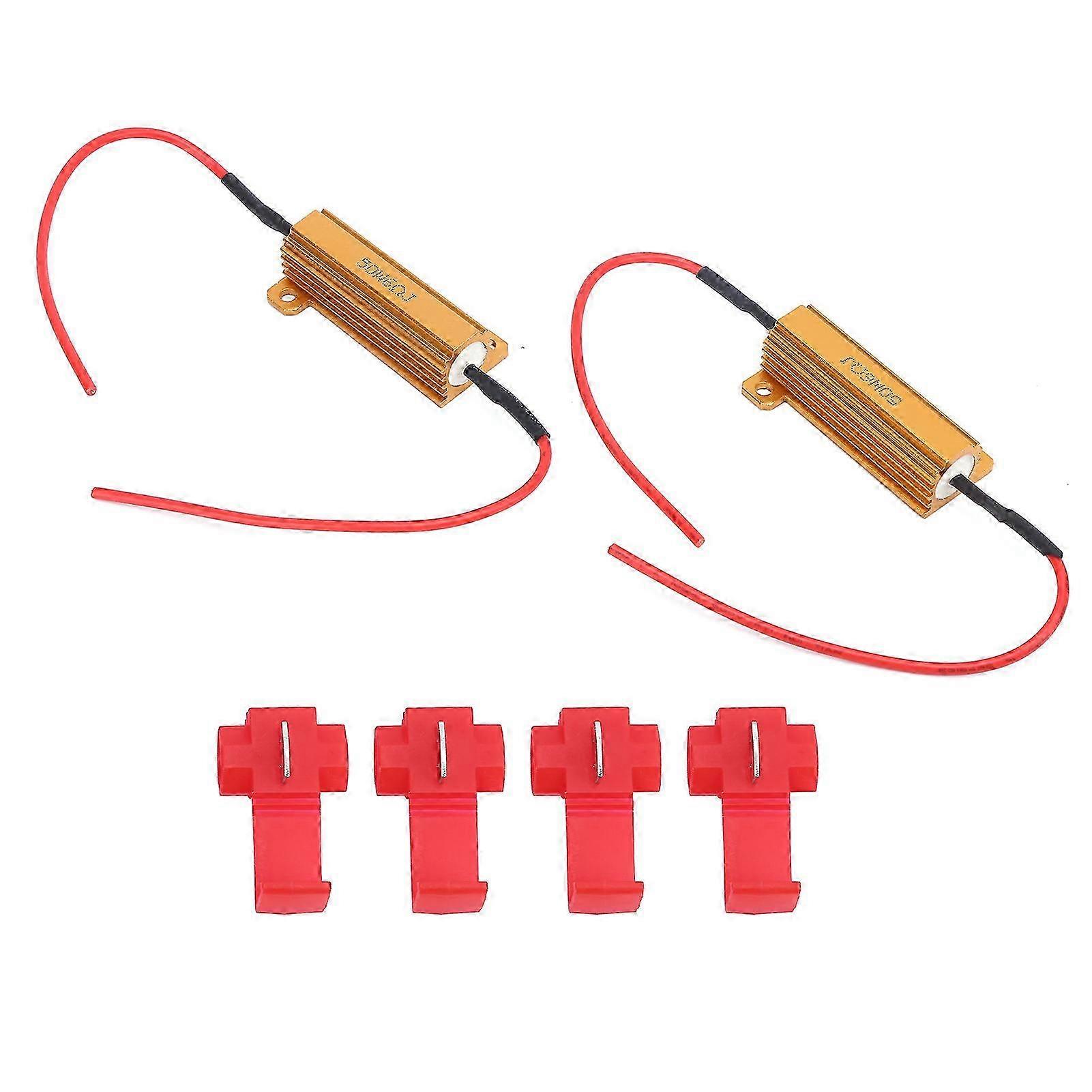 2pcs LED Decoder 50W 6ohm Load Resistor Error-Free Canceller for Headlight Daytime Running Lamp
