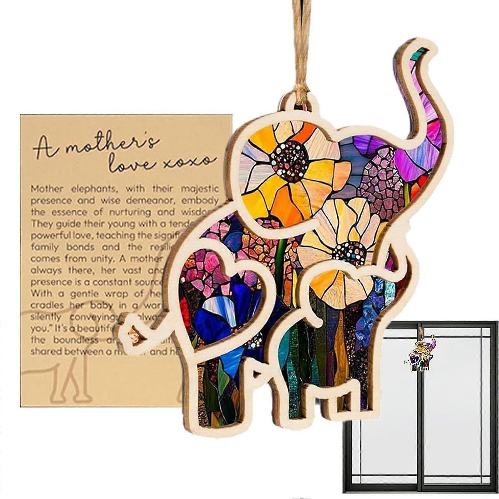 カード付き象の飾り木製の母の愛の記念品休日