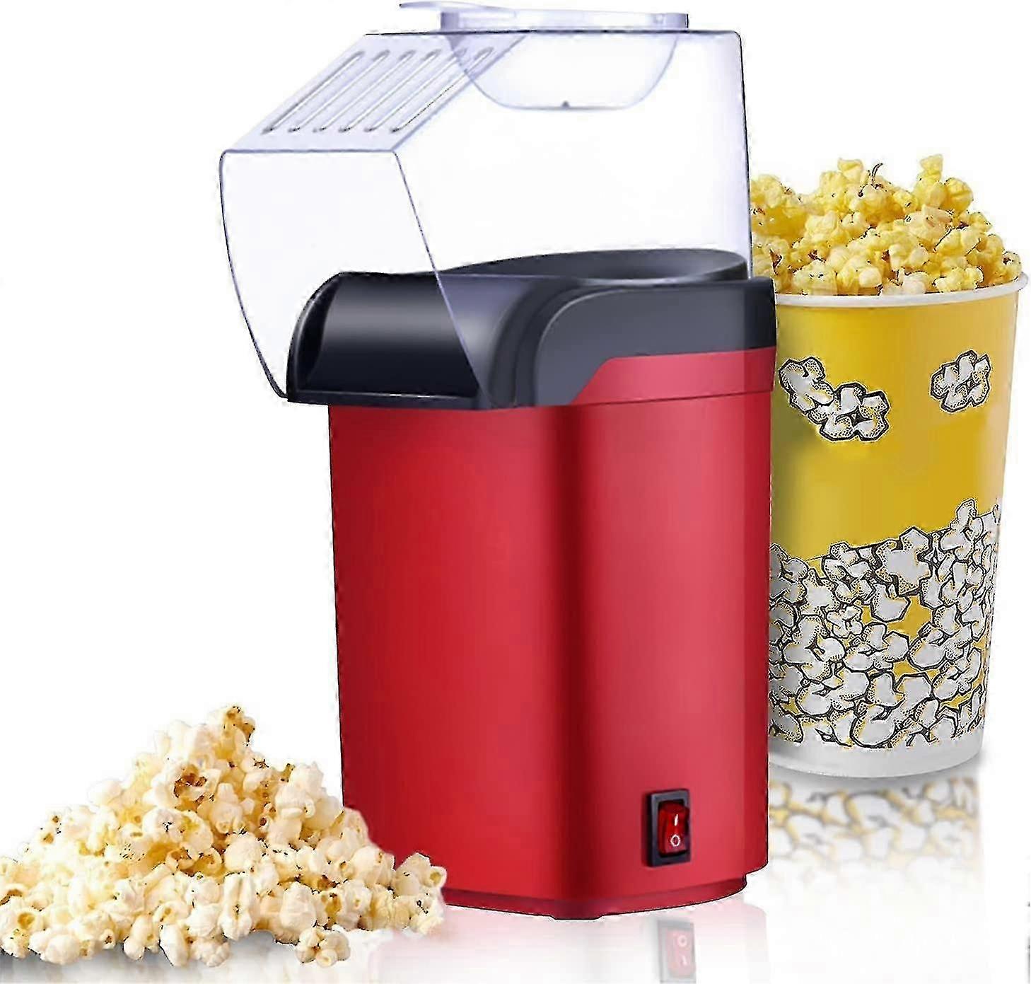 Hot air popcorn maker, upgraded electric air popcorn maker, with measuring spoon, fast popcorn, oil-free, good - red