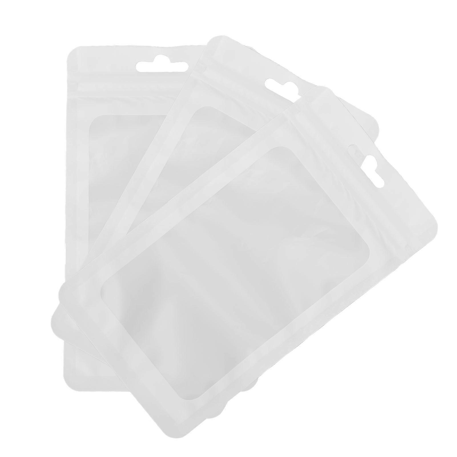 100pcs Resealable Zipper Bag Clear Window Aluminized Matte Sealable Packaging Bag White 3.5 X 6.3in