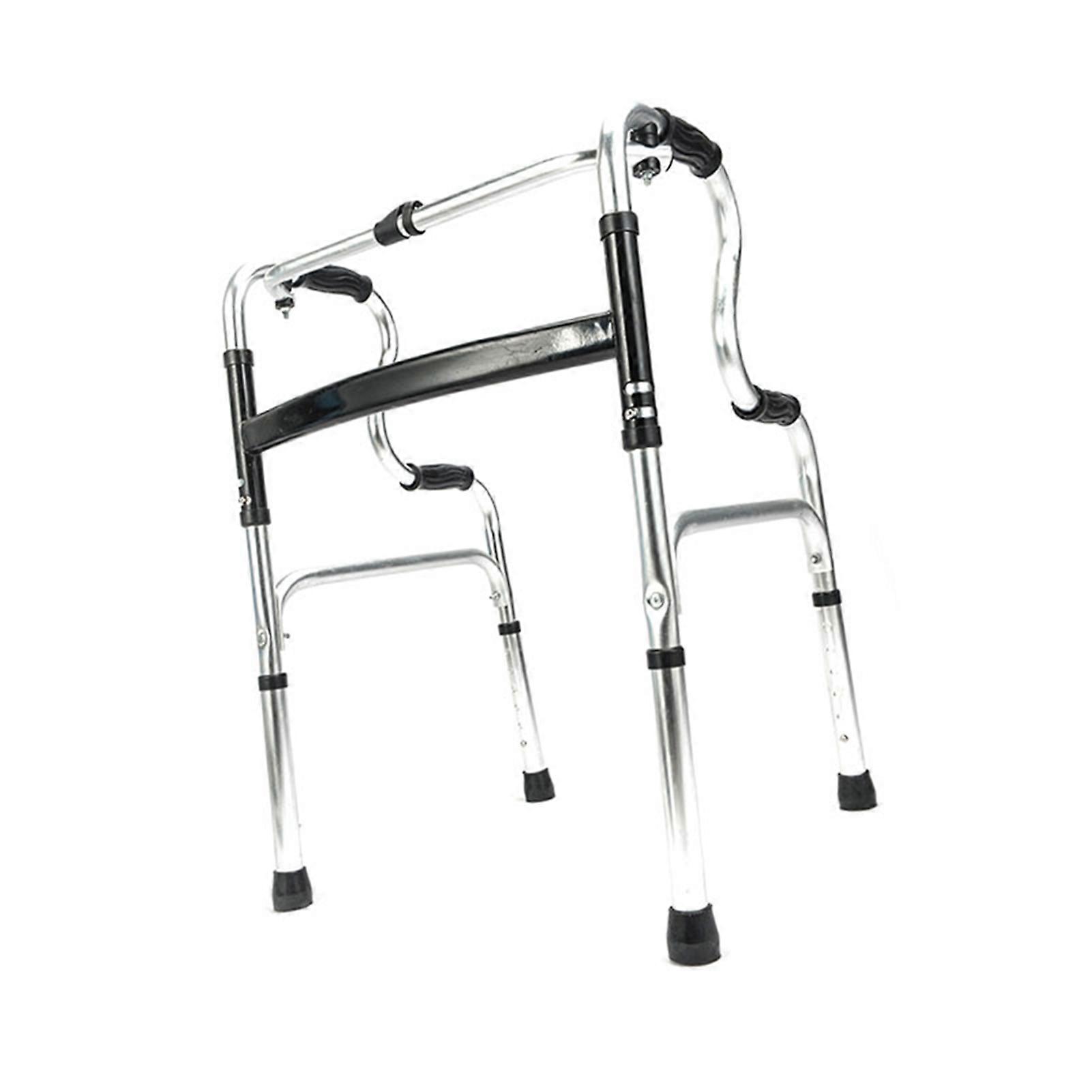 Folding Walker Aluminum Alloy Portable Stand Assist Adjustable Recovery Folding Walker for Elderly Double Armrest